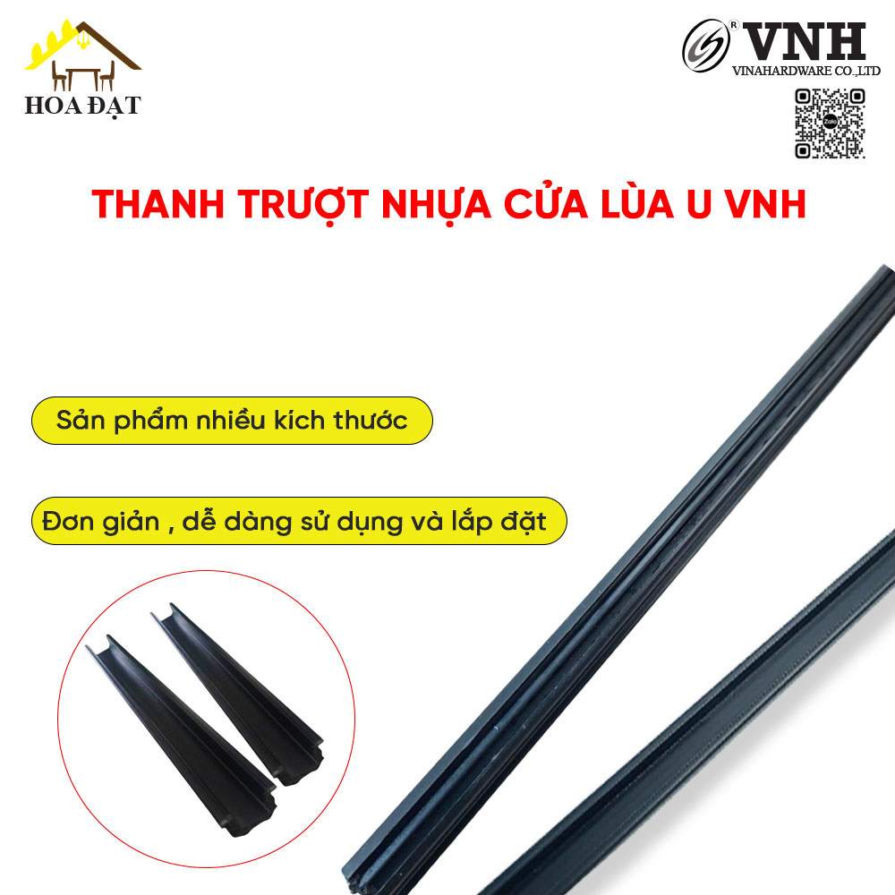 Thanh trượt nhựa cửa lùa U - HDDR355