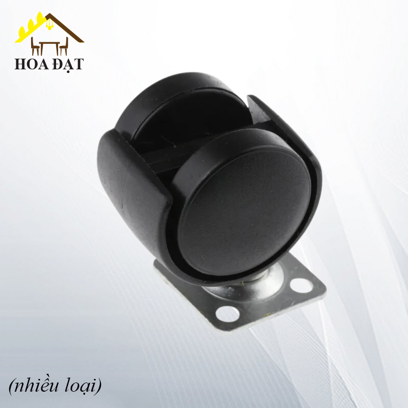 Bánh xe tủ nhựa đế vuông, không khóa, màu đen-CT8245A1