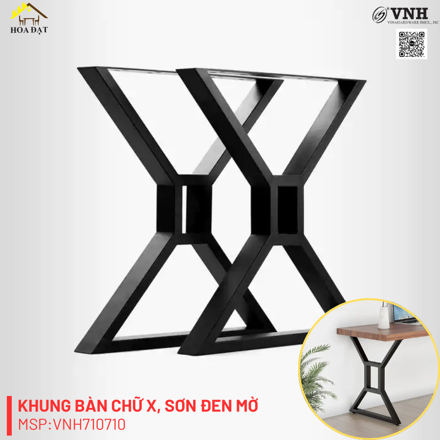 Chân bàn chữ X, sơn đen mờ - VNH710710