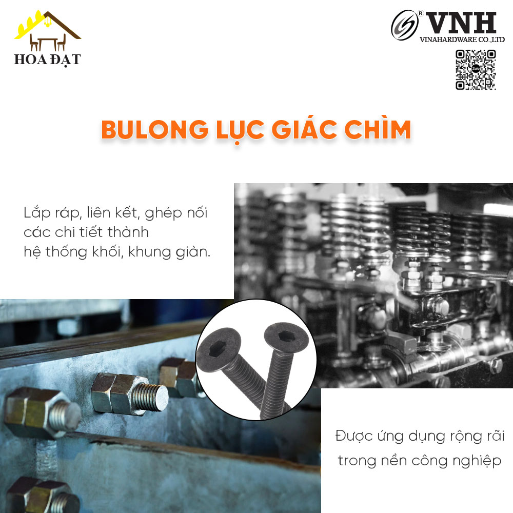 Bulong lục giác chìm M8, màu giả cổ - CS845C23