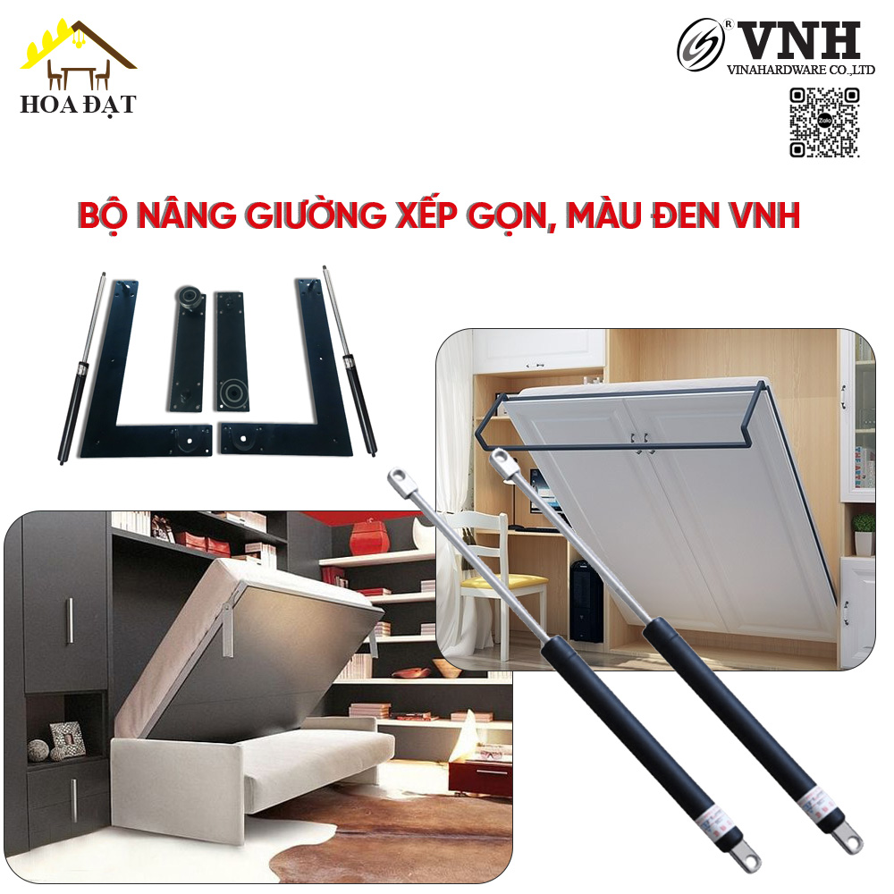 Bộ nâng giường xếp gọn, màu đen, ben hơi 550mm VNH VN001318