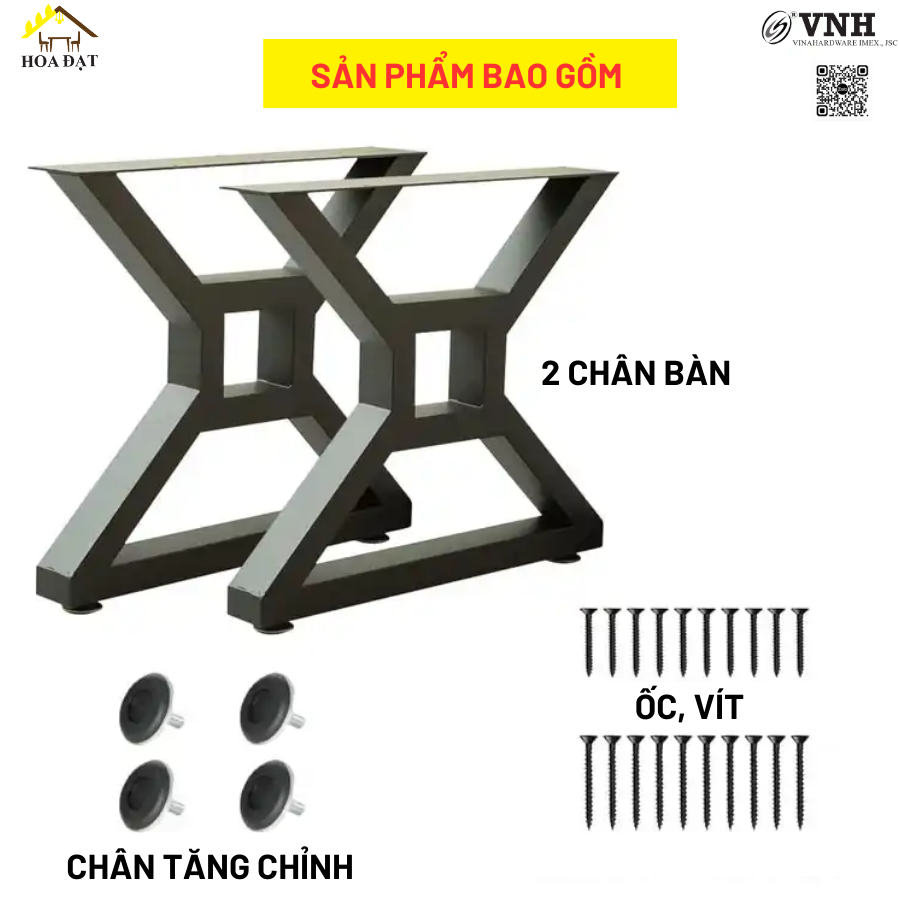 Chân bàn chữ X, sơn đen mờ - VNH710710