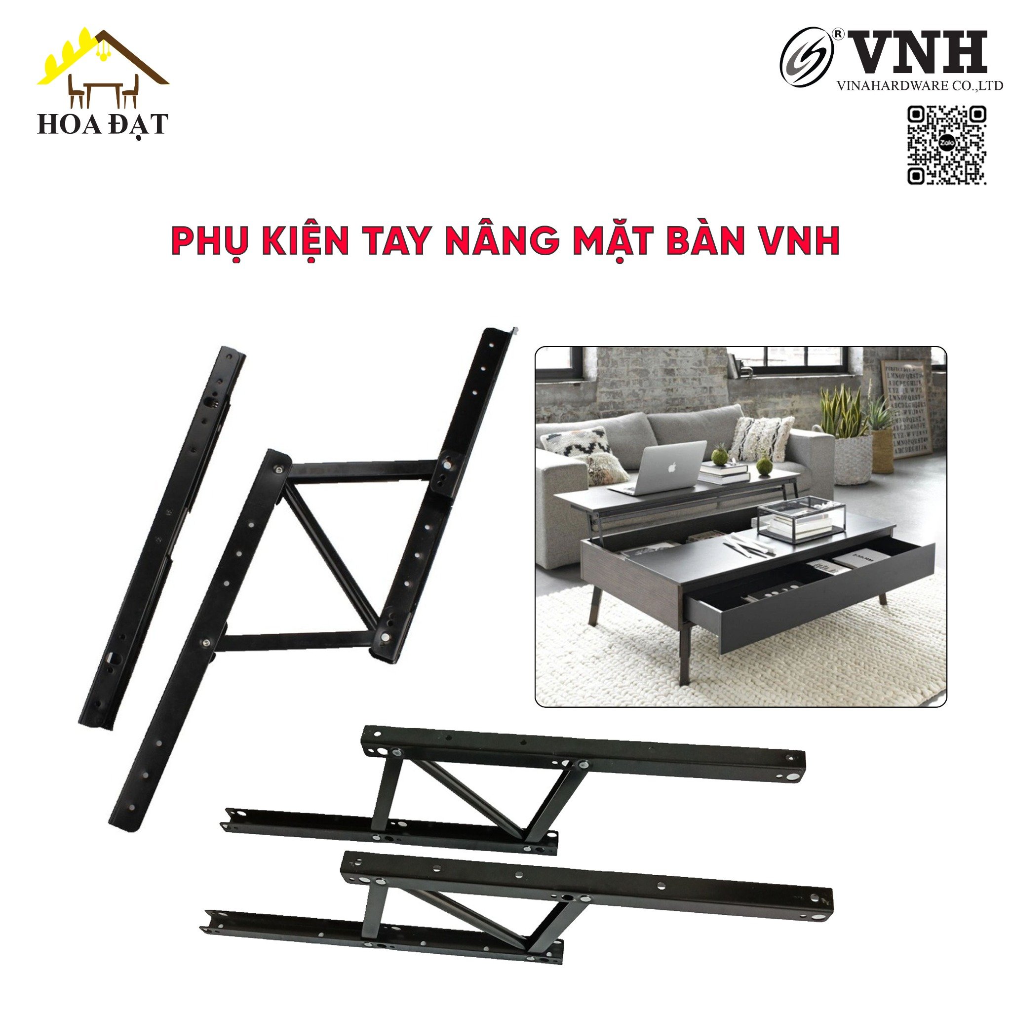 Phụ kiện tay nâng mặt bàn 380mm VNH TL9385-TL9385