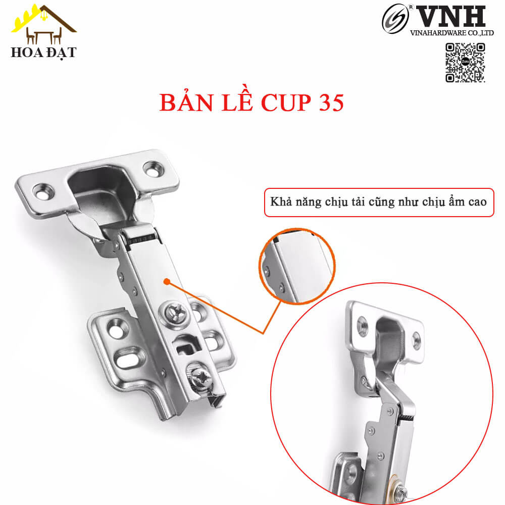 Bản lề cup 35 giảm chấn, đế cố định-H0016A