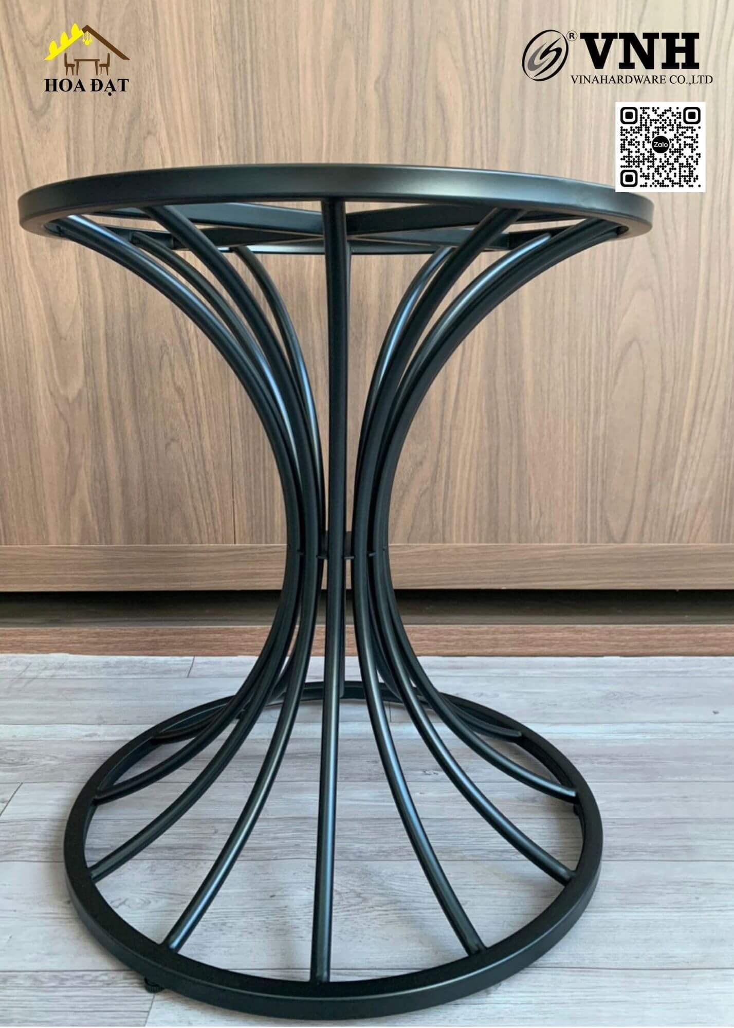 Khung bàn tròn 500x450mm, sơn đen tĩnh điện - Kiểu dáng loa kèn - VNH500450