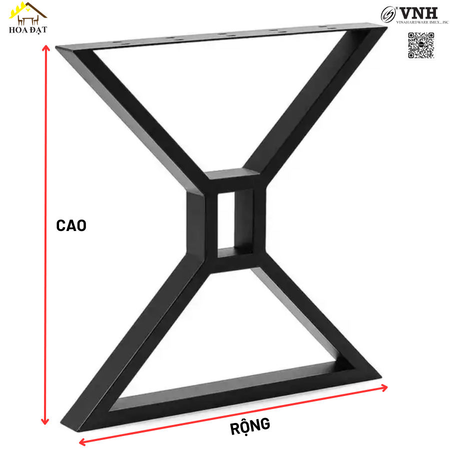 Chân bàn chữ X, sơn đen mờ - VNH710710