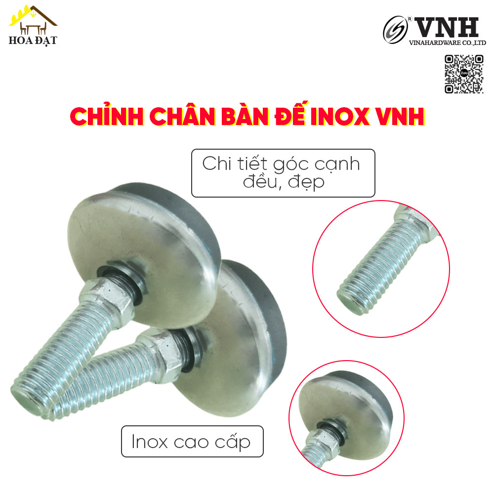 Chỉnh chân bàn đế inox 15x32, bulong xoay tròn 8x20 VNH TA1035I-TA1035I