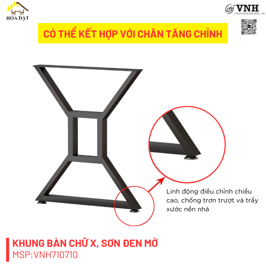 Chân bàn chữ X, sơn đen mờ - VNH710710