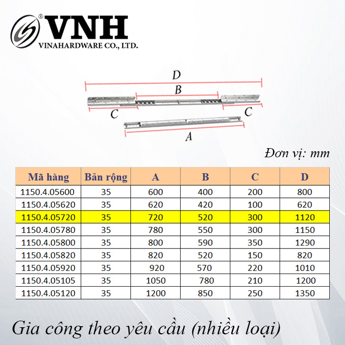 Ray trượt bàn cánh bướm, bản 35mm - ST35600Z1