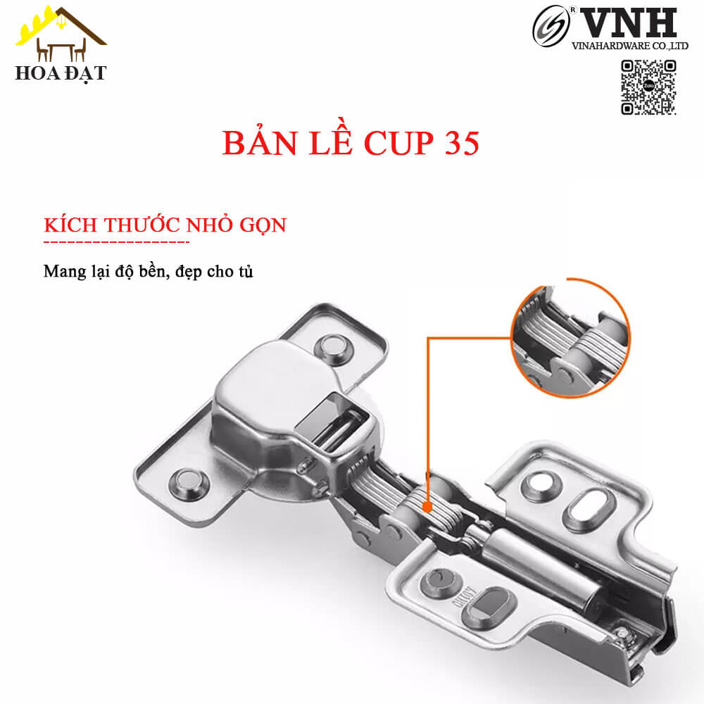 Bản lề cup 35 giảm chấn, đế cố định-H0016A