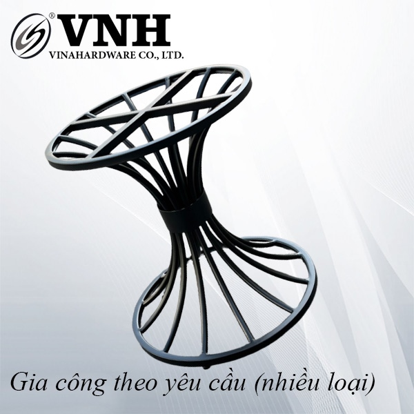 Khung bàn tròn 500x450mm, sơn đen tĩnh điện - Kiểu dáng loa kèn - VNH500450