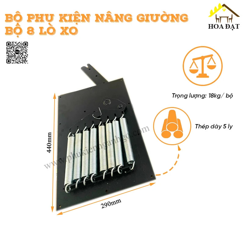 Bộ phụ kiện nâng giường kết hợp (bộ 8 lò xo) 440x290x45mm - VNH2923667