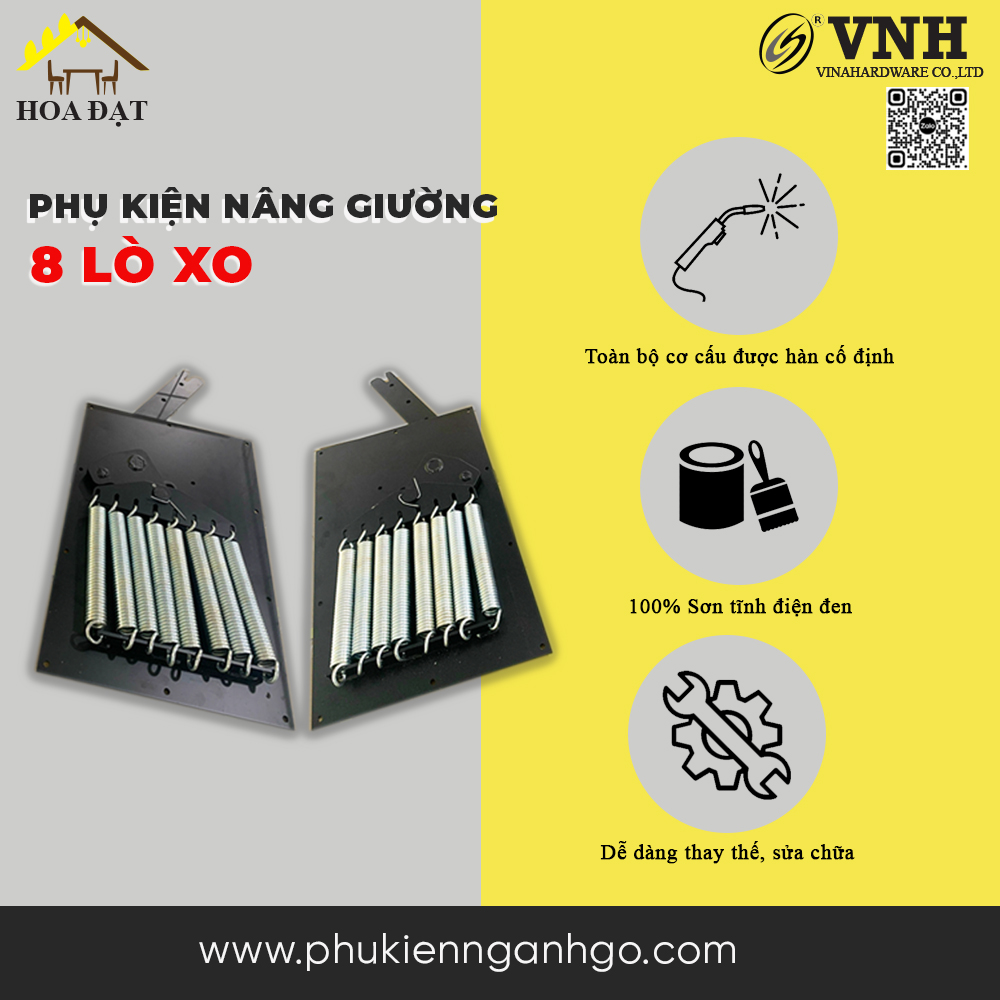 Bộ phụ kiện nâng giường kết hợp (bộ 8 lò xo) 440x290x45mm - VNH2923667