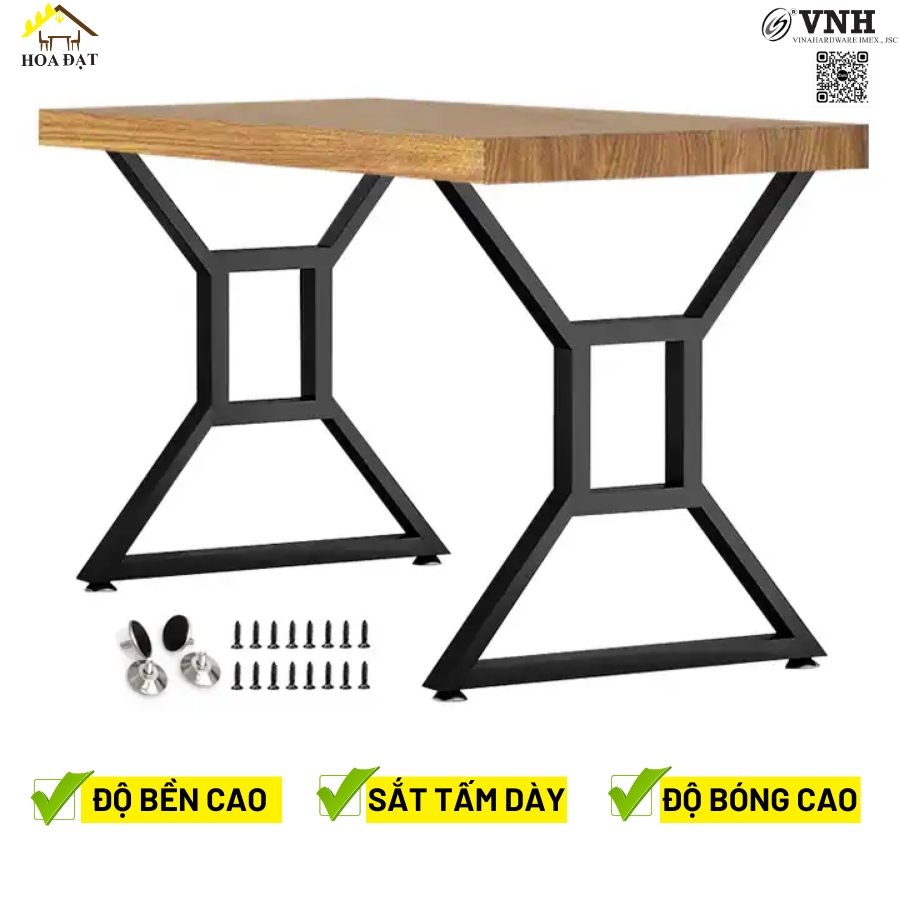 Chân bàn chữ X, sơn đen mờ - VNH710710