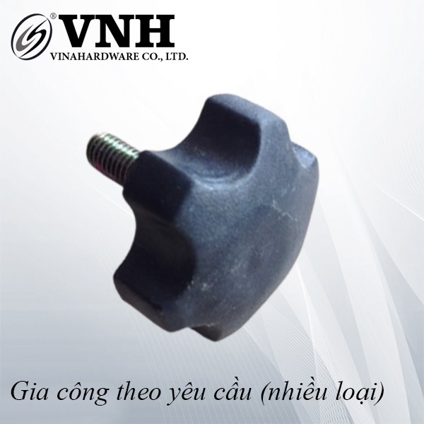 Bulong núm nhựa vặn tay M6, M8, loại đầu bầu, màu đen