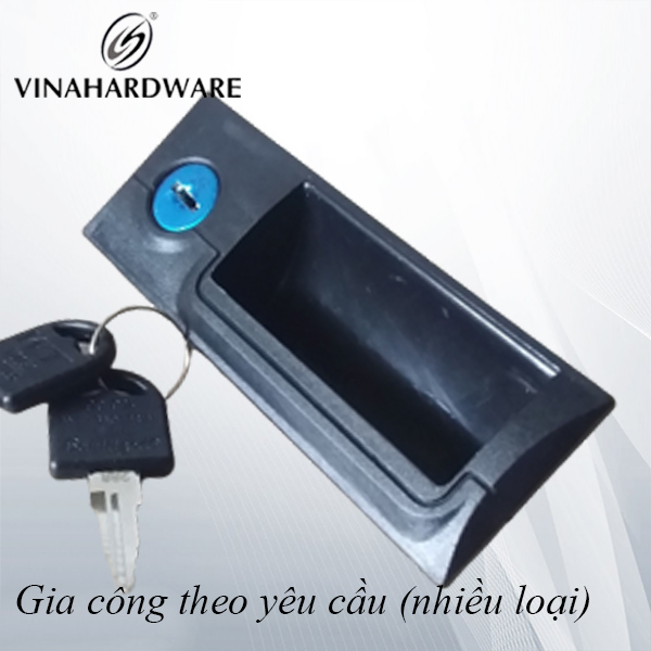 Khóa nhựa đính kèm tay nắm màu đen - KT1234