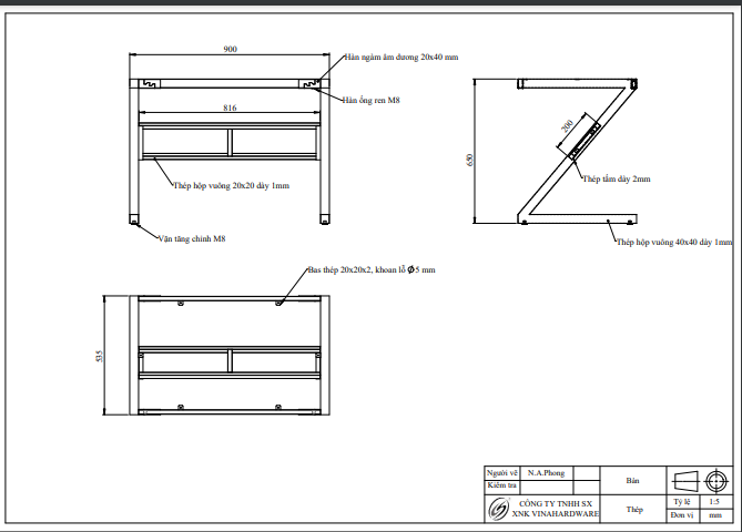 Khung bàn chữ Z 1100x500x730mm VNH286103-VNH086103