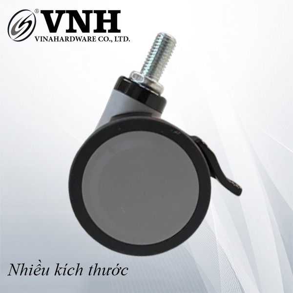 Bánh xe nhựa có khóa, màu xám viền đen cao cấp, tyren 12mm- CTCC75CK