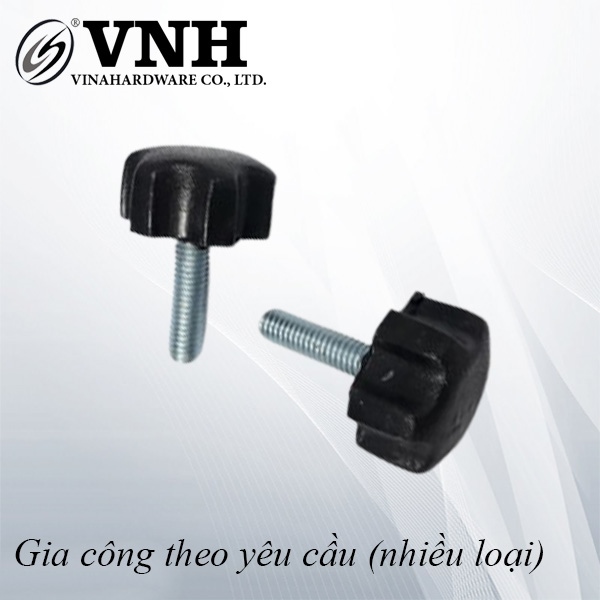 Bulong núm nhựa vặn tay M6, núm 25x10mm