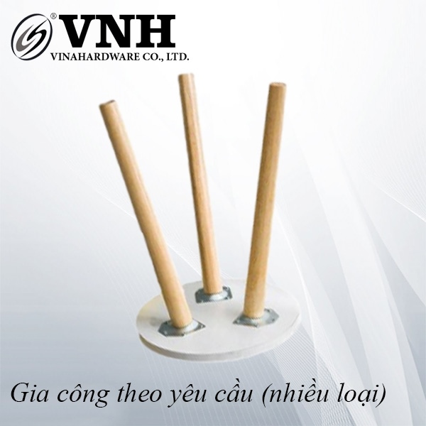 Chân bàn gỗ tiện tròn xéo, kèm bas trắng - VNH3650B150