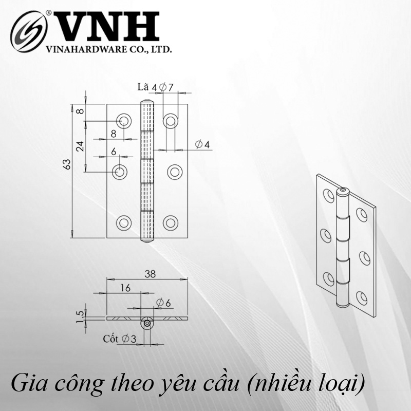 Bản lề lá 63mm xikel H0007Z23-H0007Z23