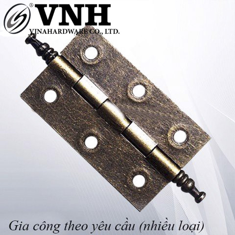 BẢN LỀ LÁ XI ĐỒNG GIẢ CỔ DÀI 63MM, HAI ĐẦU TIỆN TRÒN H0025-H0025