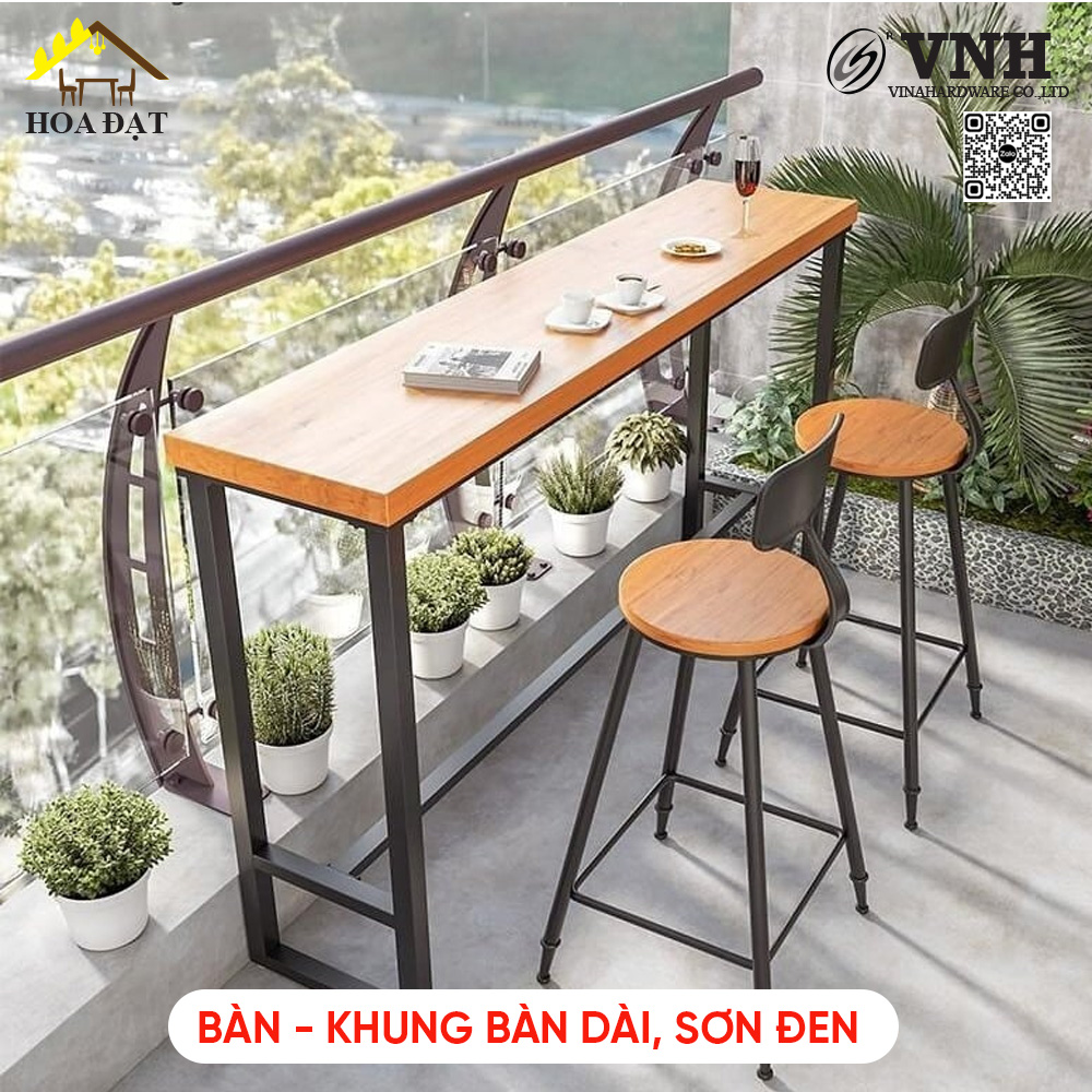 Khung bàn dài quầy bar, sơn đen