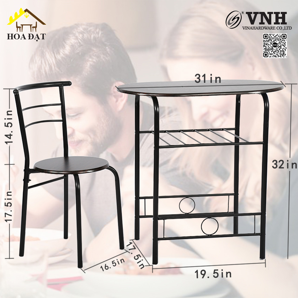 Khung bàn ăn chân sắt sơn đen tĩnh điện - VNH03022