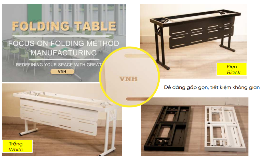 Khung bàn xếp gọn 1400x750x500mm, có yếm sơn tĩnh điện- VNH140075034B