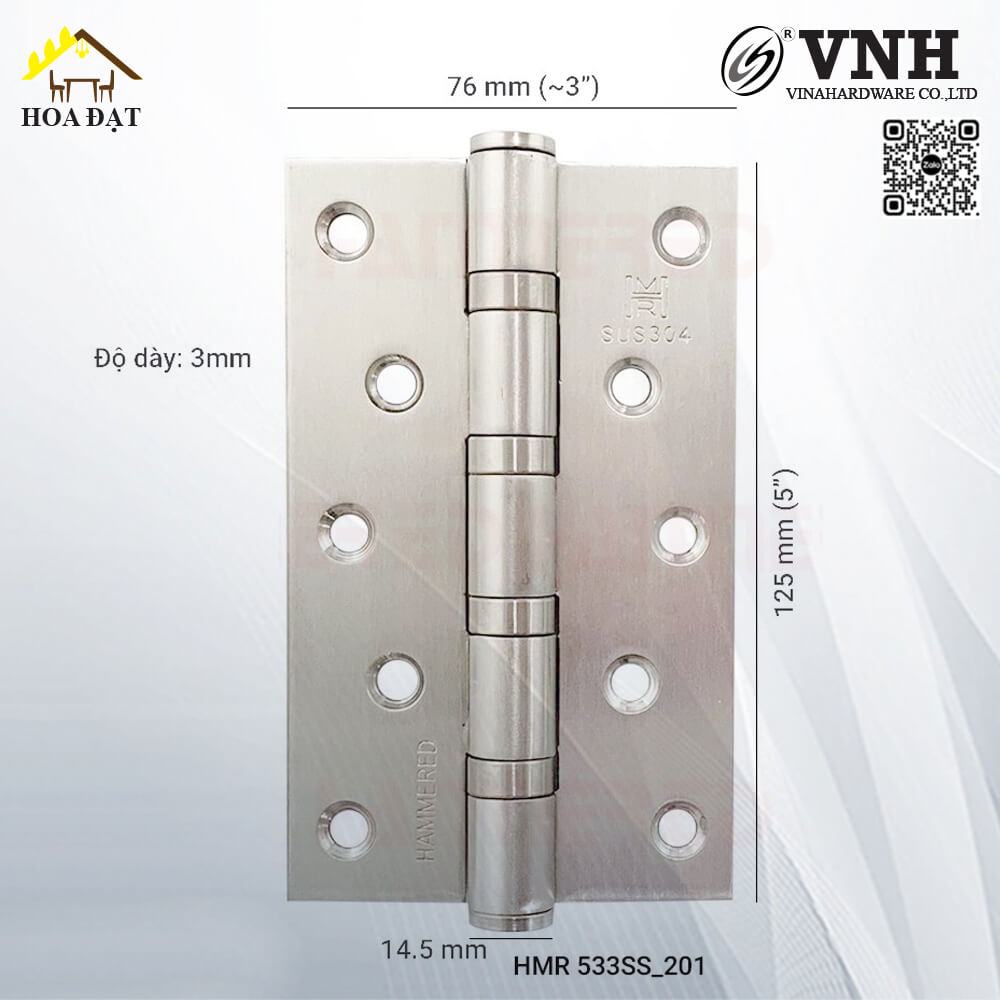 Bản lề lá 120mm Inox Hammered HHL120Z15