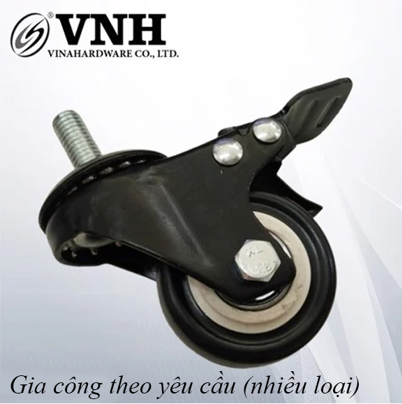 Bánh xe PU, loại tyren, có khóa màu đen-CT5008M