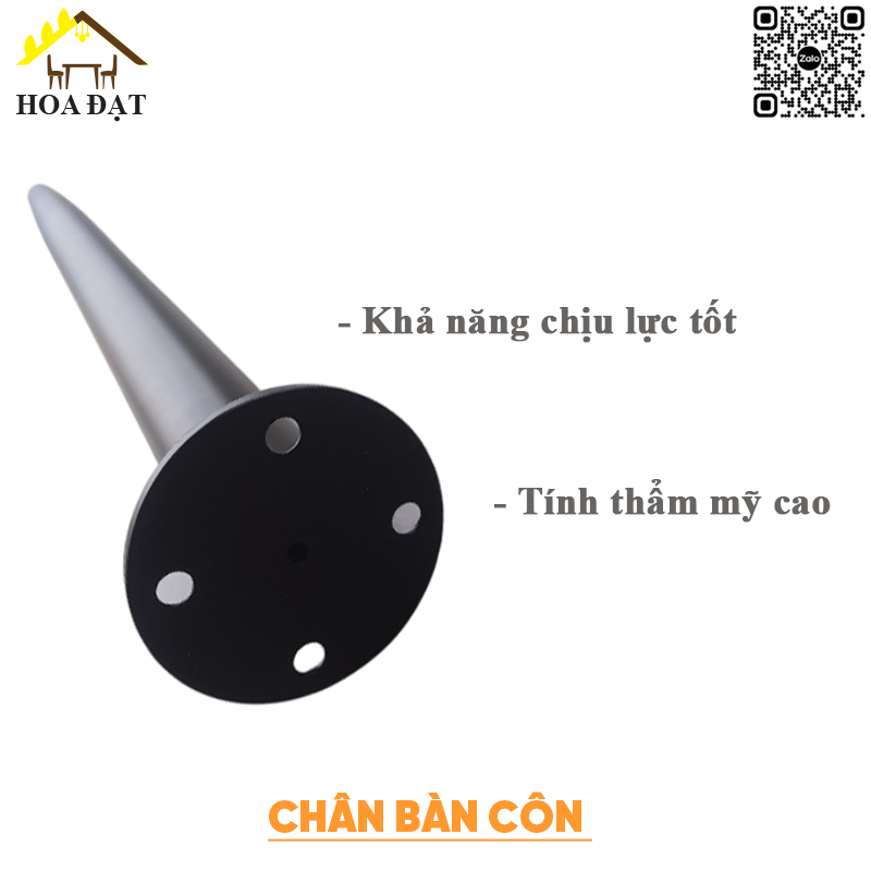 Chân bàn côn sơn đen tĩnh điện, Kích thước côn: 43mm-30mm dài 720mm - VNH4830720