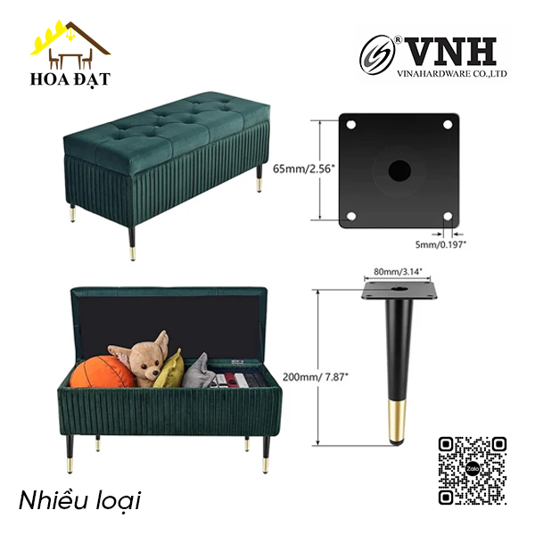 Chân ghế sofa vàng đen, cao cấp