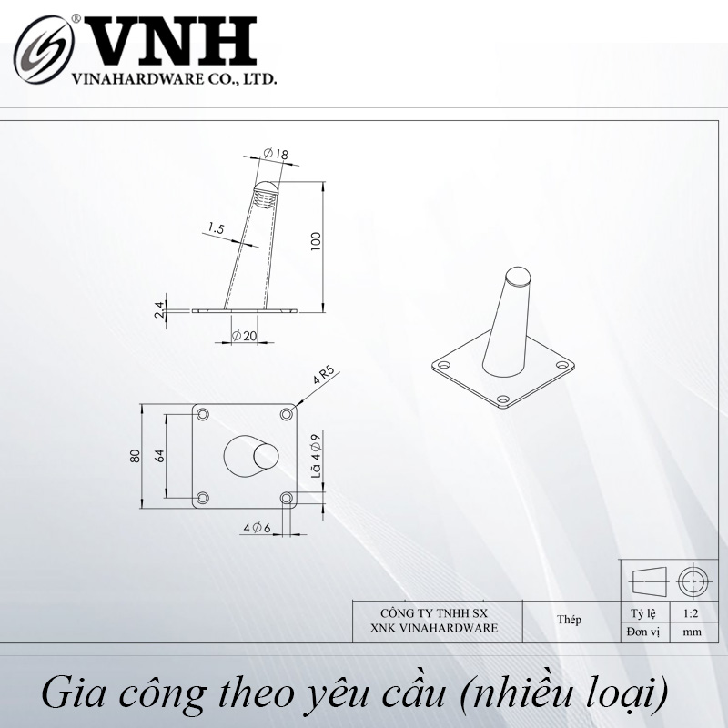 Chân côn bàn ghế màu crom vàng-VNH2923280