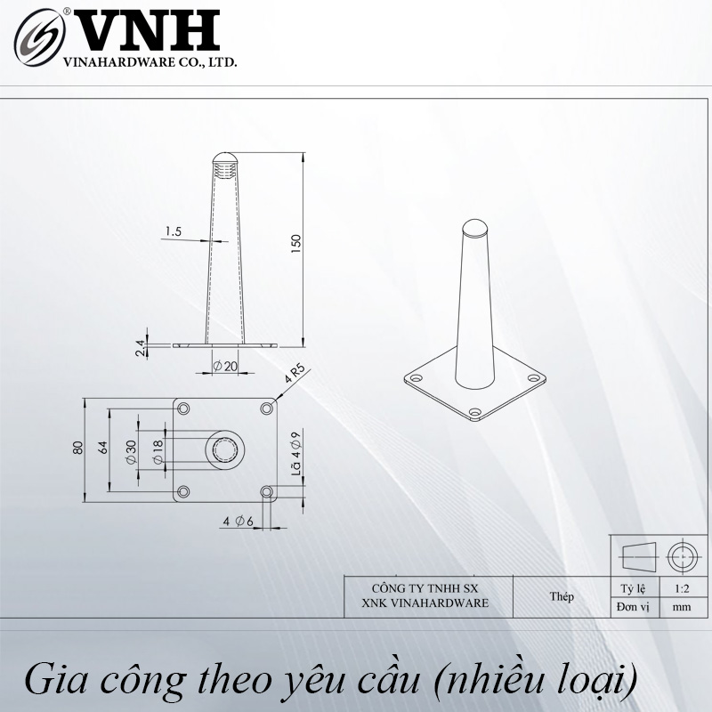 Chân côn bàn ghế màu crom vàng-VNH2923280