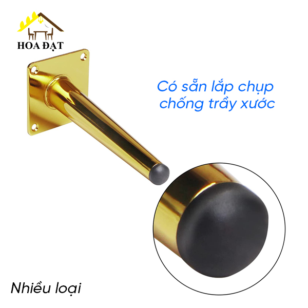 Chân côn ghế sofa, màu vàng gold - Nhiều kích thước - Loại thẳng - Loại Nghiêng VNH250S