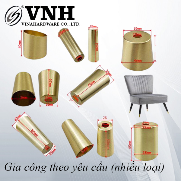 Chân ống côn màu vàng đồng thau nhiều loại VNH4028D80