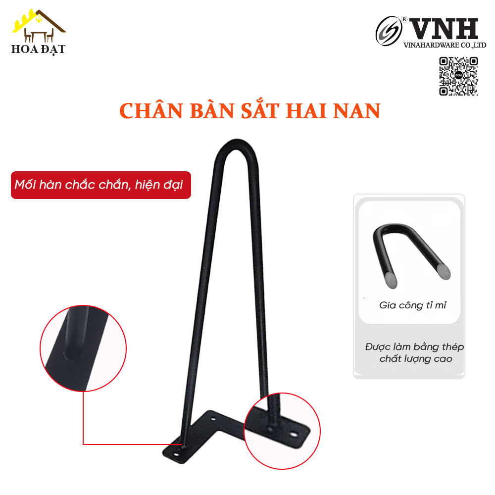 Chân bàn sắt hai nan, lap 10, bas góc sơn đen mờ VNH