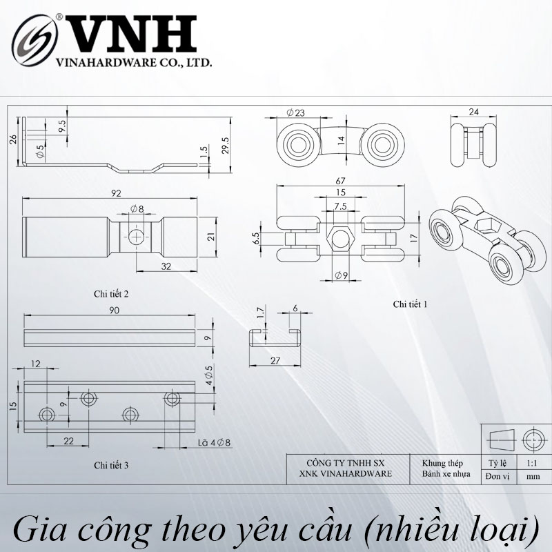 Bánh xe cửa lùa loại 4 bánh-CT4358