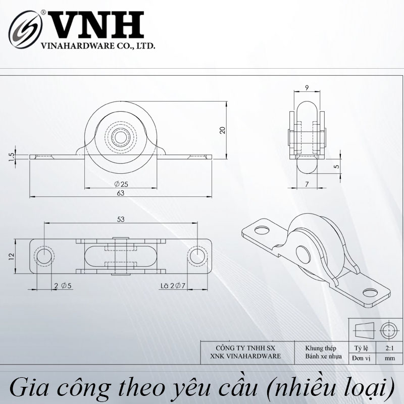 Bánh xe cửa lùa CT9843