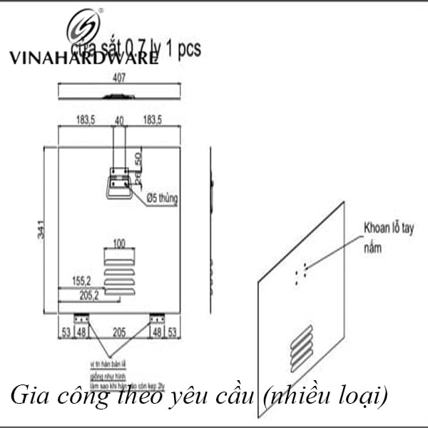 Cửa sắt 407*341*16, phôi