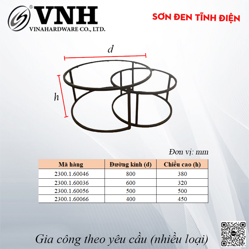 Khung bàn tròn sắt, sơn đen tĩnh điện