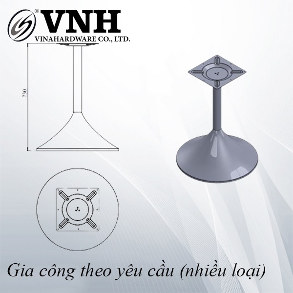 Khung bàn sắt - Khung bàn hình nón màu đen - VNH730560