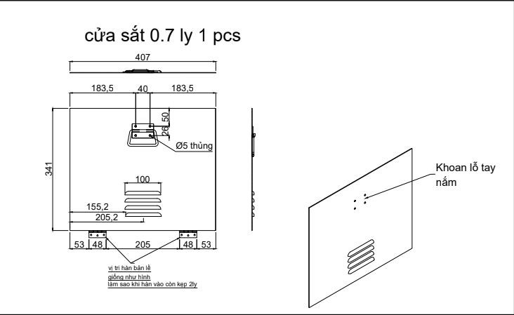 Cửa sắt 407*341*16, phôi