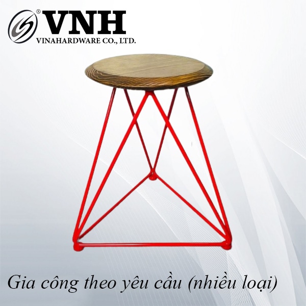 Ghế đỏ mặt gỗ thông nguyên khối -VNH3046