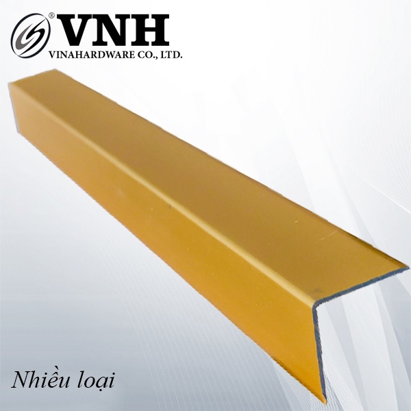 Nẹp nhôm vuông V10mm, dài 2.5 mét, màu vàng bóng Vina - VNH1025V