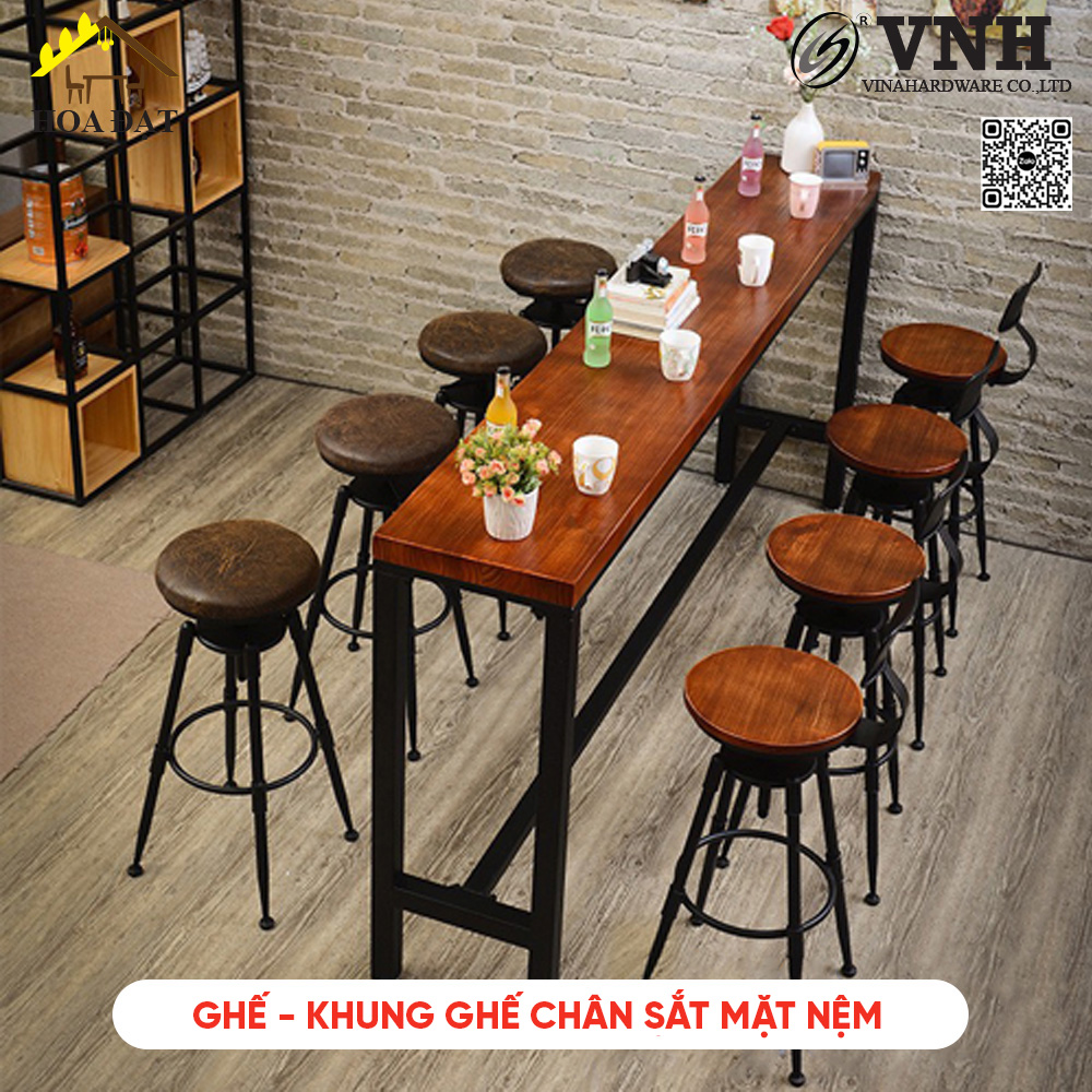 Khung ghế quầy bar chân sắt sơn tĩnh điện đen - VNH750850