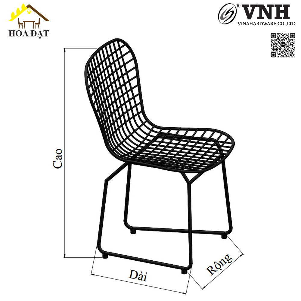 Ghế sắt sơn đen - VNH12622