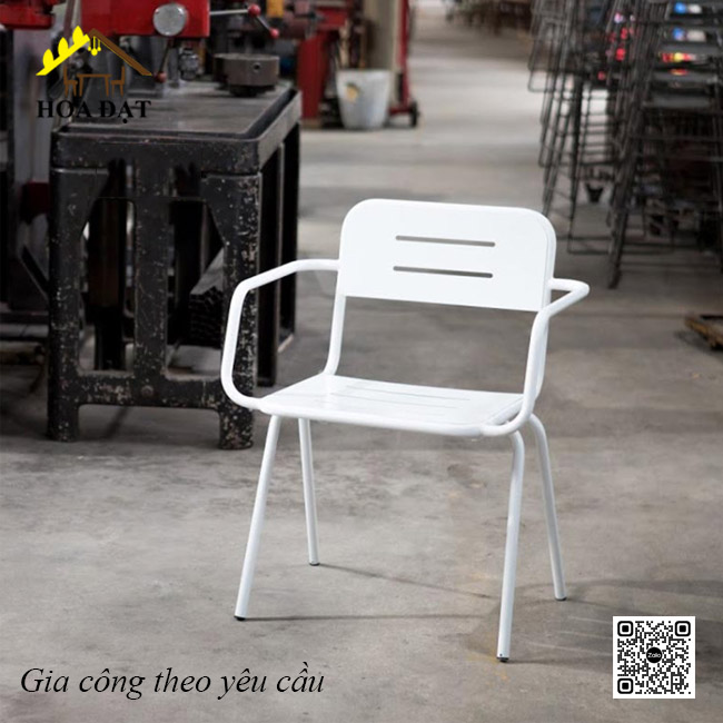 Ghế sắt cafe, sơn trắng - VNH03039C