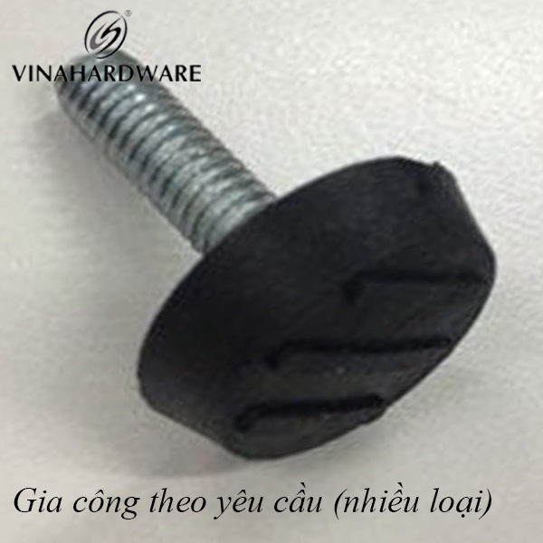 Chỉnh chân bàn 3 vạch màu đen 1/4*25mm, đế nhựa 6x21mm-SP286302